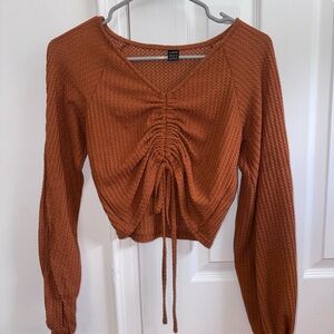 SHEIN Rust Orange Ruched Blouse